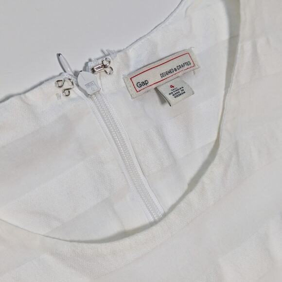 GAP Stripe Dobby Fit and Flare Dress White Sheer Striped Womens 4 Sundress Cream - Picture 4 of 4